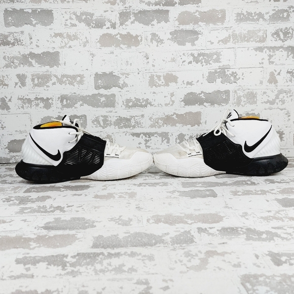 Nike Kyrie 6 White Black Lace Up Logo Basketball Mid Top Sneakers V783 - Picture 7 of 12